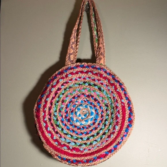 Colorful Spiral Woven Fair Trade Tote Bag - Picture 1 of 6